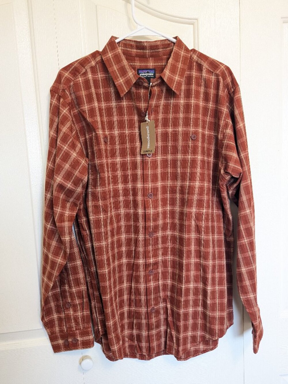 SAMPLE NWT Patagonia Barn Red Pima Organic Cotton long sleeve button down shirt